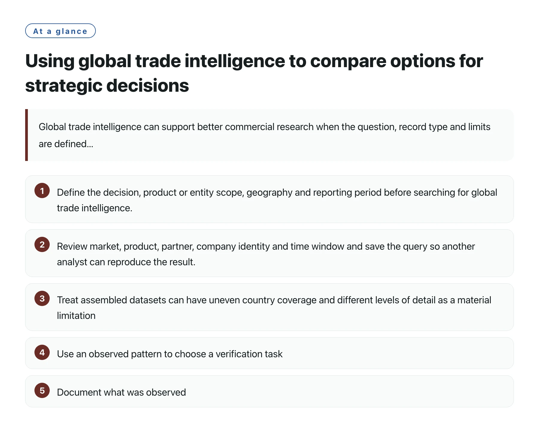 Using global trade intelligence to compare options for strategic decisions——全文要点速览